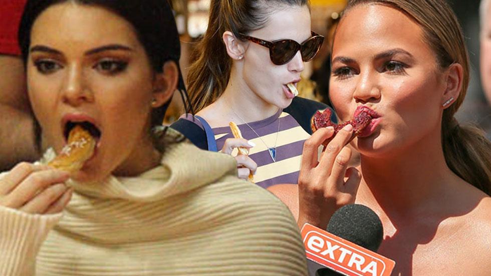 Models eating junk food