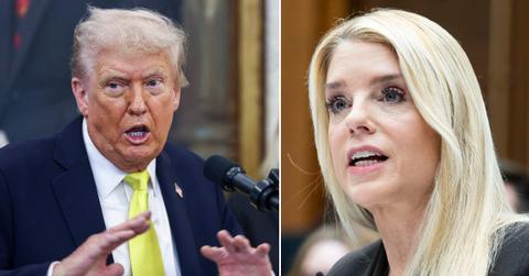 Split photo of Donald Trump and Pam Bondi