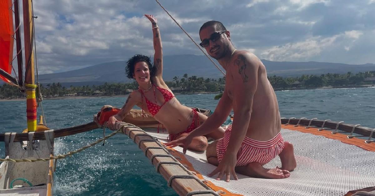 halsey flaunts body bikini enjoys boat ride fiance avan jogia photo