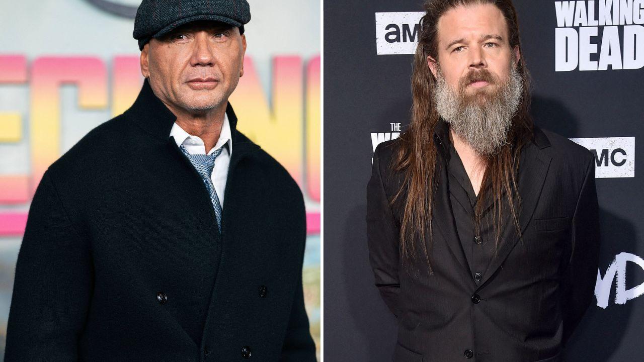 Split photo of Dave Bautista and Ryan Hurst