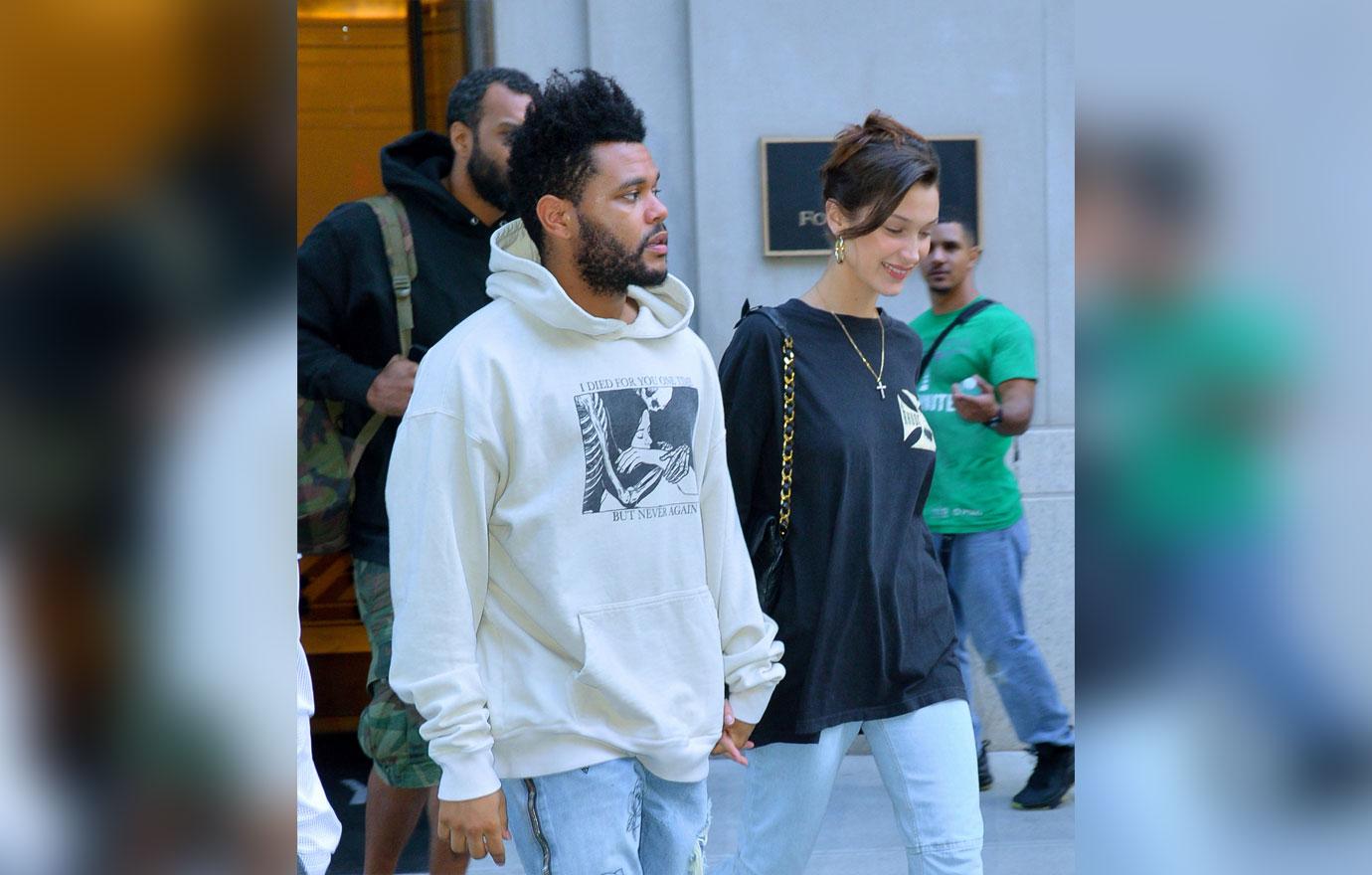 Bella Hadid and The Weeknd spotted hang in hand while heading  out to watch a movie in New York