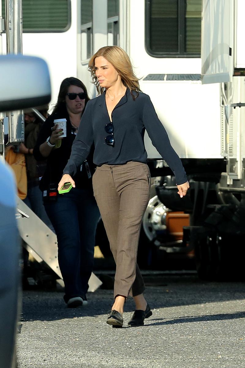 Sandra Bullock Shows Off Her Blonde Hair While Filming Our Brand Is