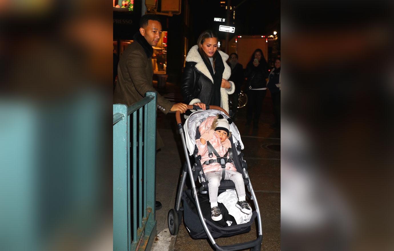 John Legend and Chrissy Teigen are spotted leaving dinner with their daughter Luna