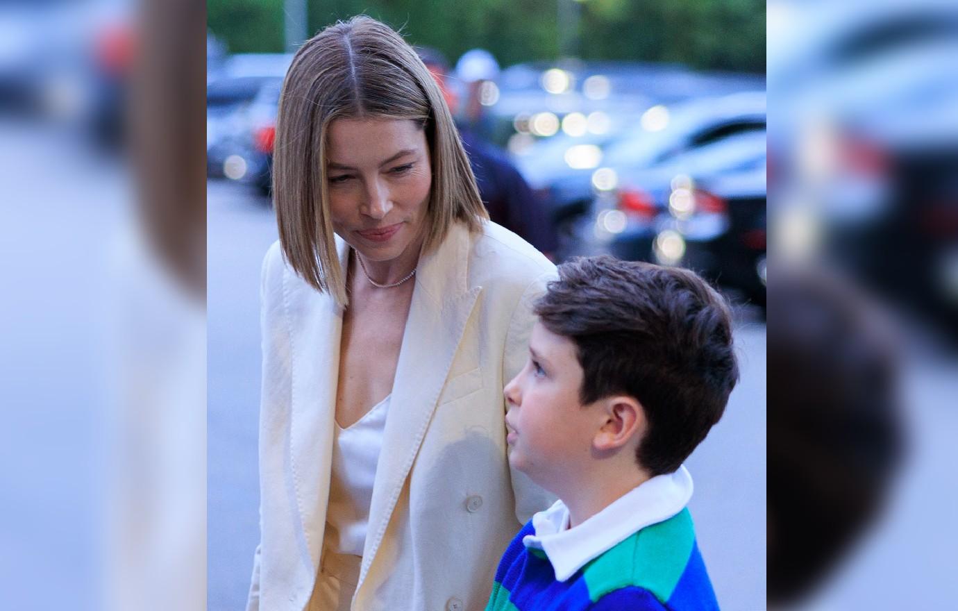 jessica biel at us open with son silas