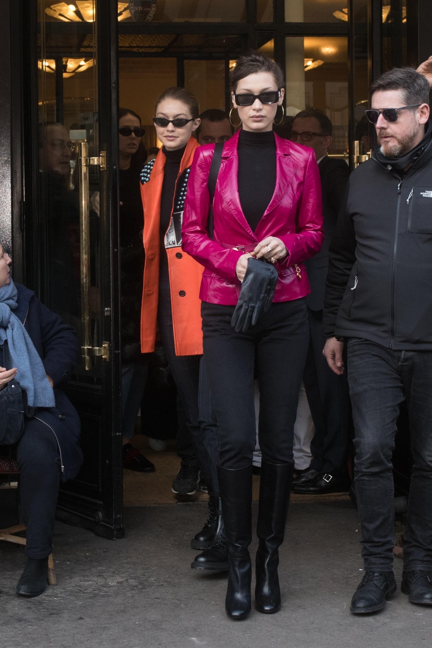 Gigi and Bella Hadid leaving Cafe de Flore in Paris