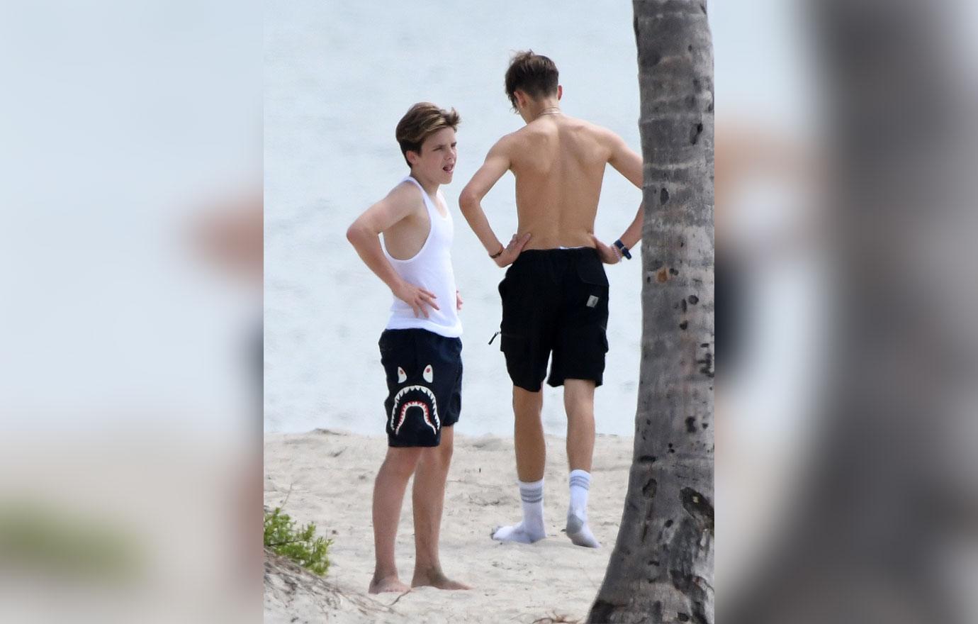 Victoria & David Beckham's Kids on the beach in Miami