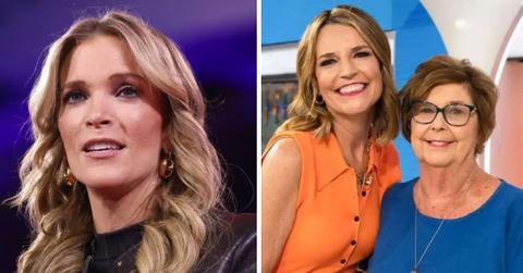split photo of megyn kelly and savannah guthrie with her mom nancy guthrie