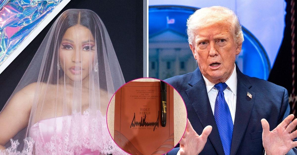 split photo of Nicki Minaj & Donald Trump