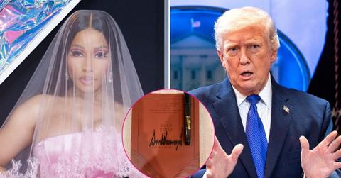 split photo of Nicki Minaj & Donald Trump