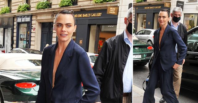 cara delevingne arrives at the bristol hotel in paris france
