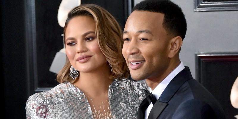 Chrissy teigen pregnant baby bump photos grammys