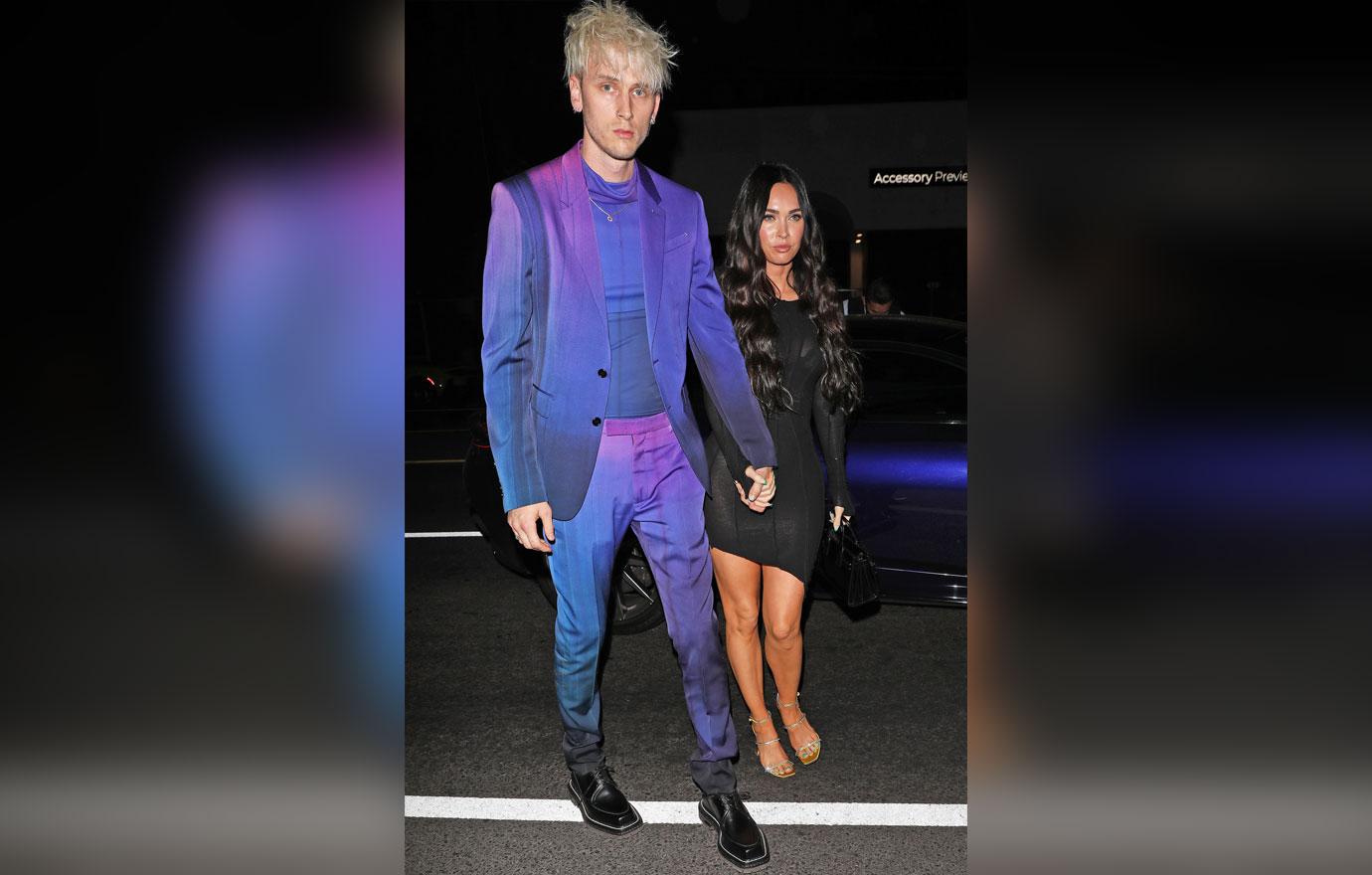 megan fox and machine gun kelly walk hand in hand as they head to the nice guy restaurant to party