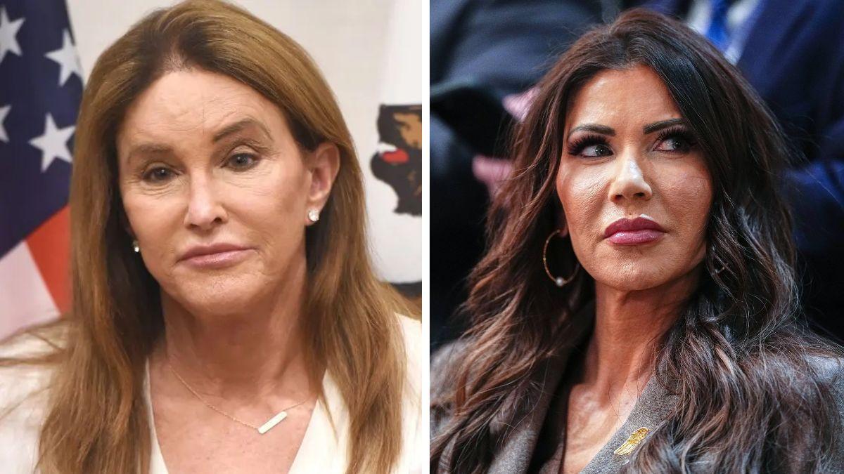 split photo of caitlyn jenner and kristi noem