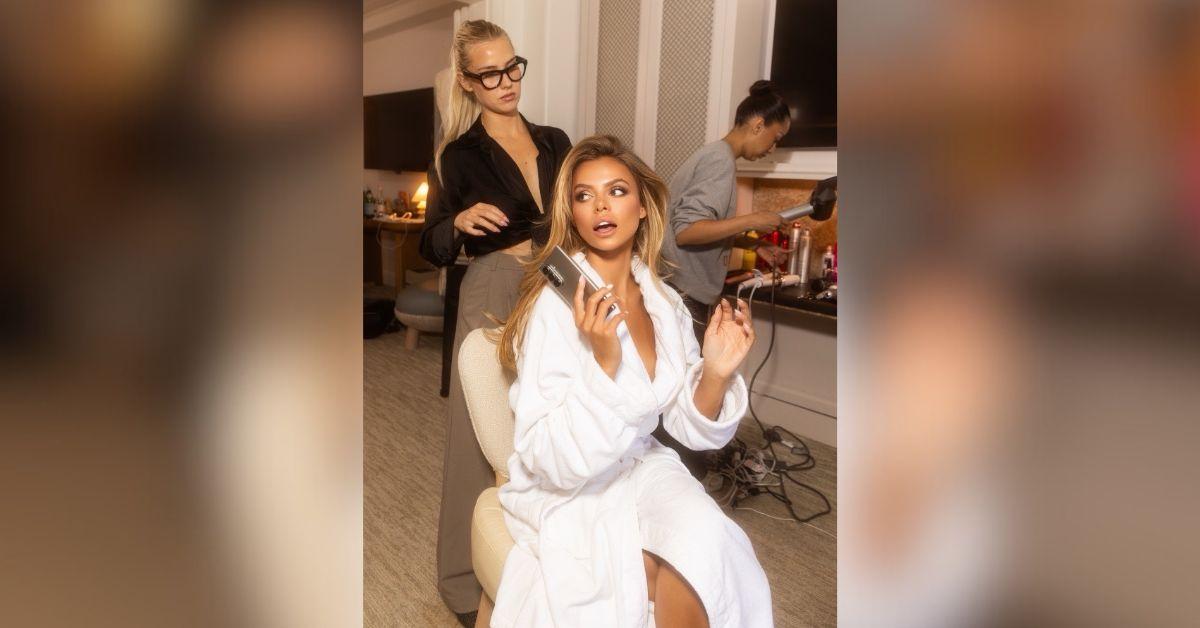 image of Brooks Nader gets ready for the 2025 ESPY Awards with her Samsung Galaxy Z Fold7 smartphone.