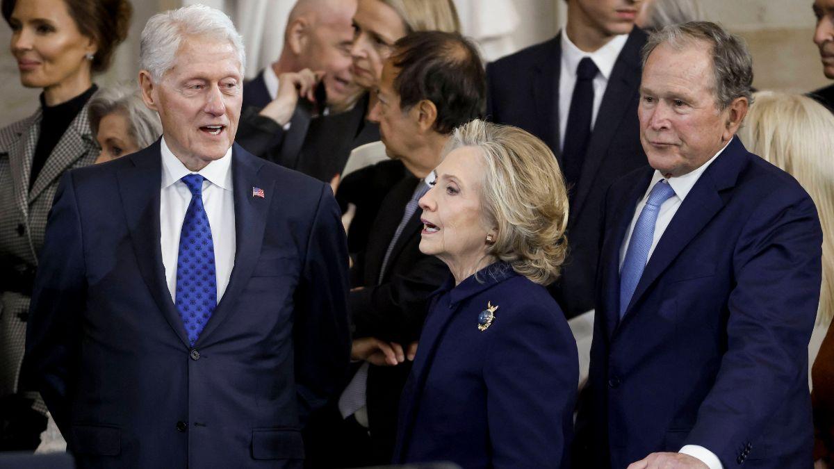 image of bill, Hillary Clinton and George w bush