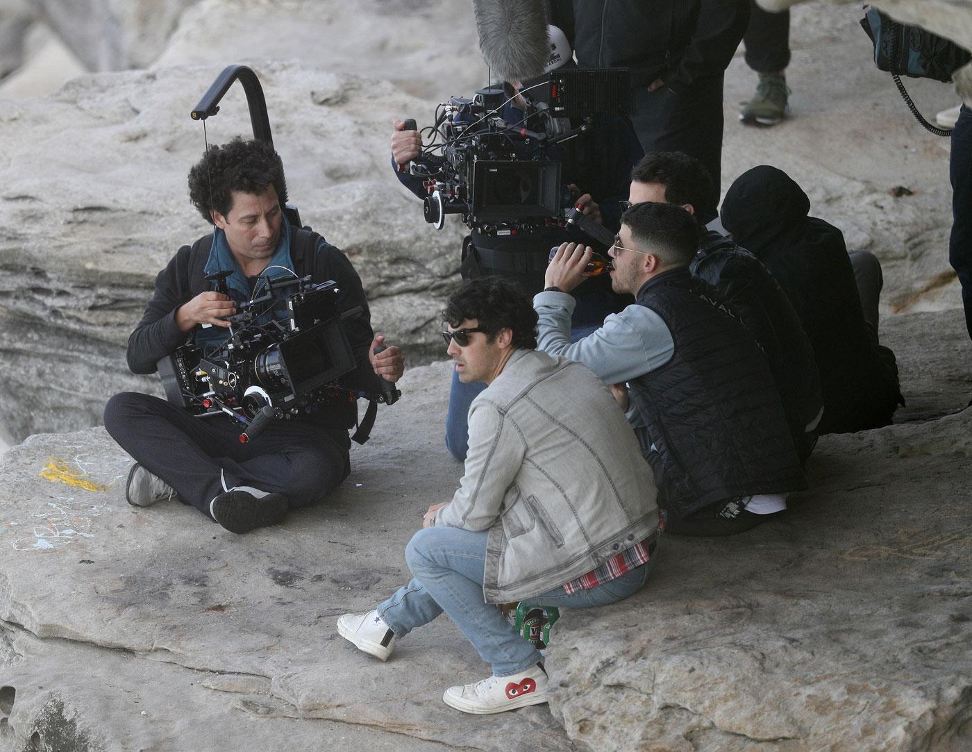 EXCLUSIVE: The Jonas Brothers pictured filming in Sydney.