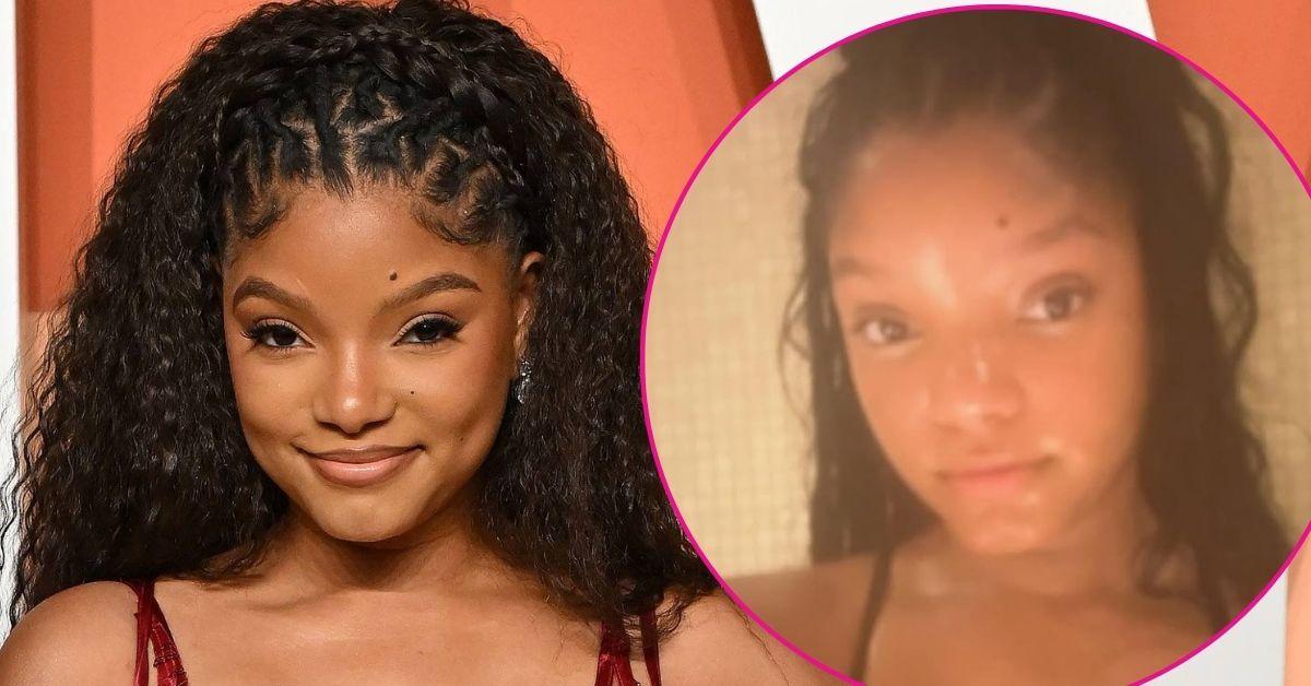 halle bailey sauna cleavage photos