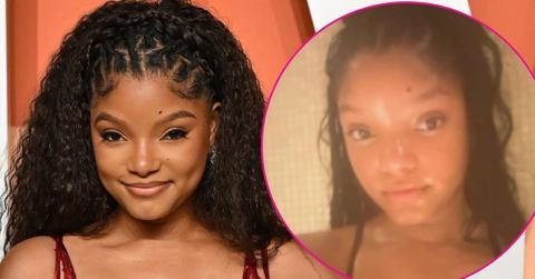 halle bailey sauna cleavage photos