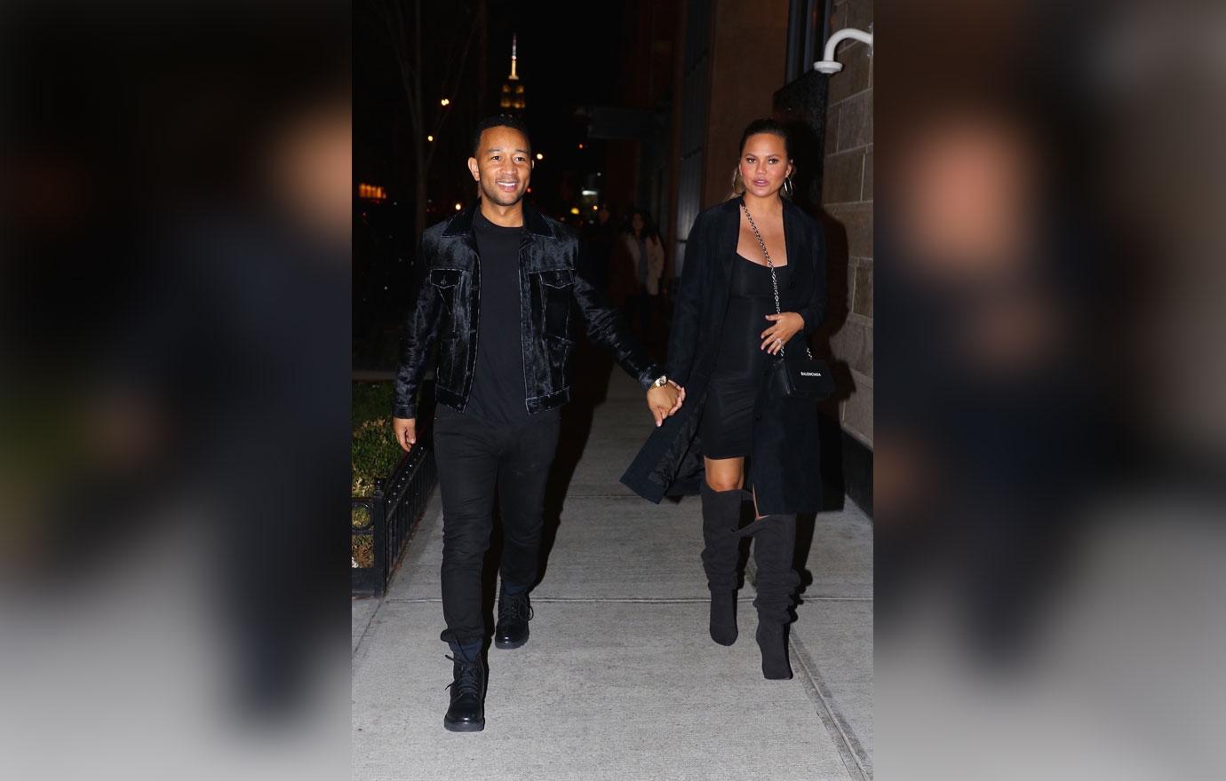 Pregnant Chrissy Teigen and John Legend head out to dinner in Brooklyn