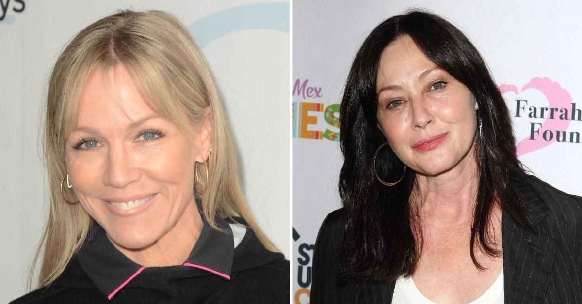 A composite photo of Jennie Garth and Shannen Doherty