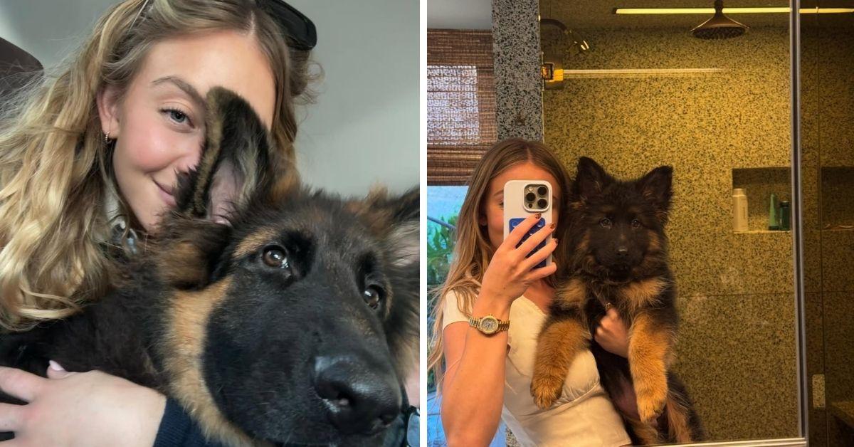 image of The actress posed with her dog, Sully.