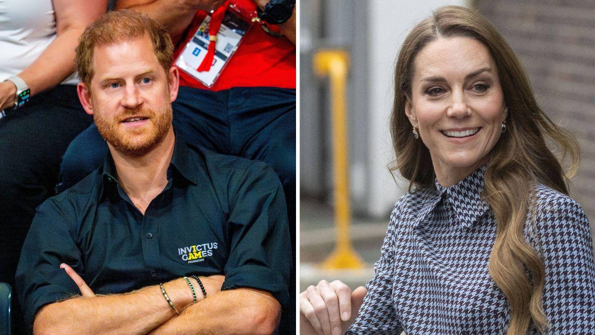 Split photo of Prince Harry and Princess Kate.