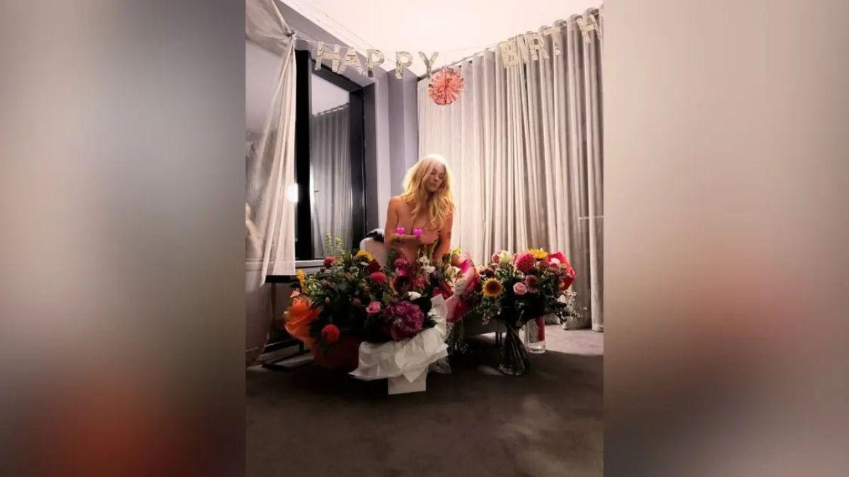 Photo of The singer also took her shirt off to celebrate her birthday on March 1.