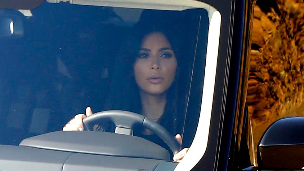 Kim kardashian is seen in a new ride leaving Caitlin Jenners property in Malibu,CA.