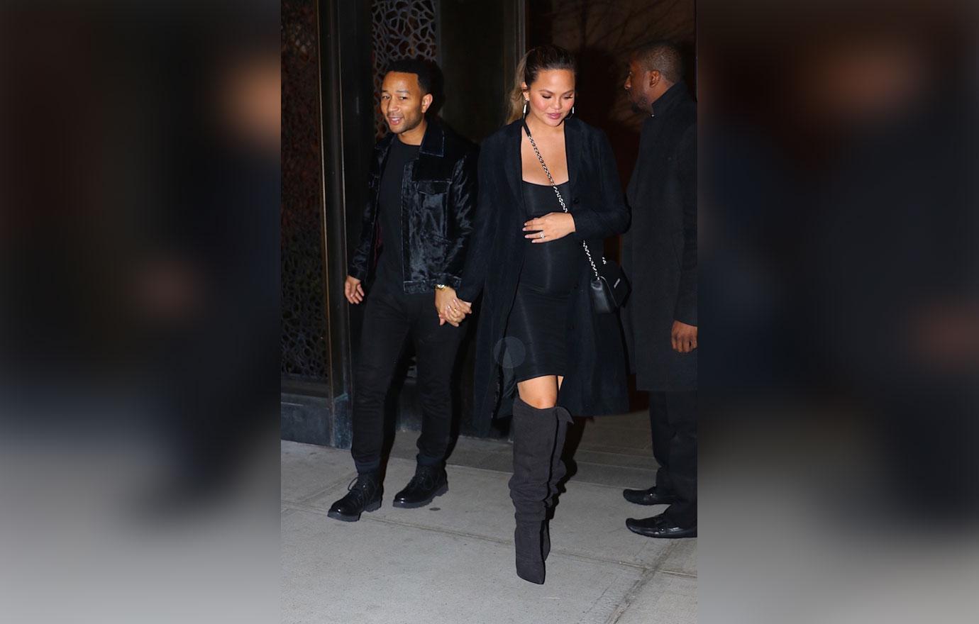 Pregnant Chrissy Teigen and John Legend head out to dinner in Brooklyn