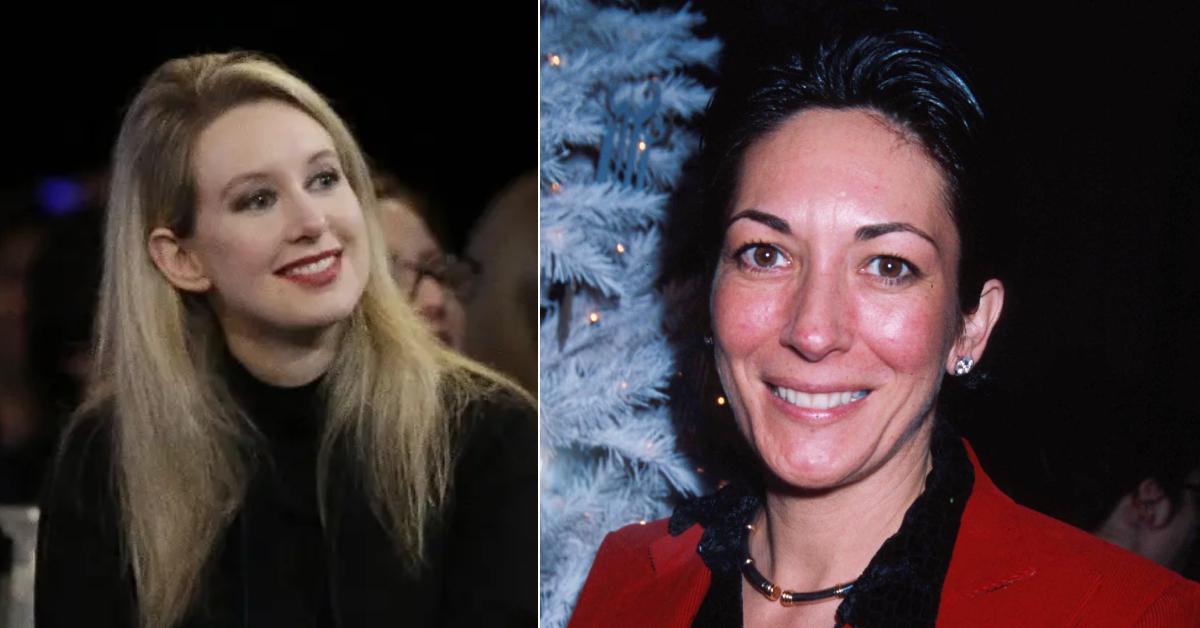 Photo of Elizabeth Holmes; picture of Ghislaine Maxwell.