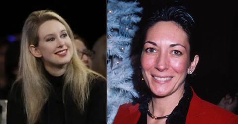 Photo of Elizabeth Holmes; picture of Ghislaine Maxwell.
