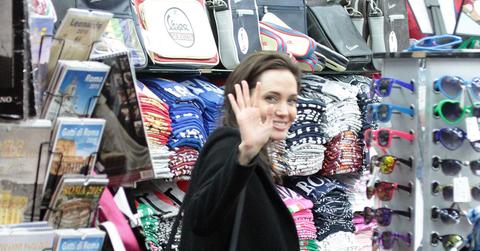 Angelina Jolie doing some shopping with kids in a toy shop in Rome