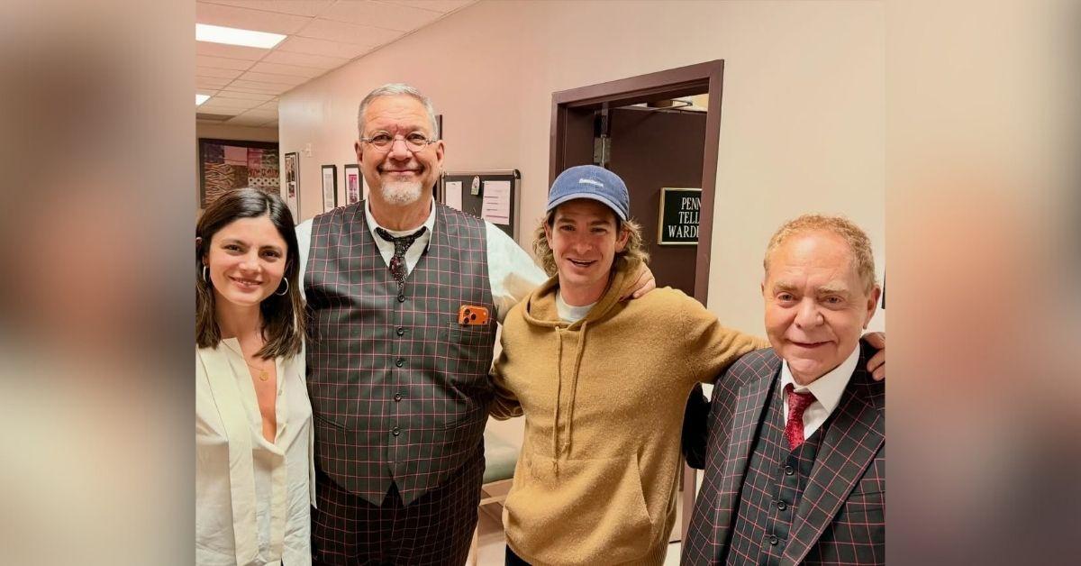 image of Andrew Garfield debuted lighter hair in Las Vegas.