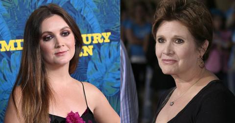 Split image of Billie Lourd and Carrie Fisher.