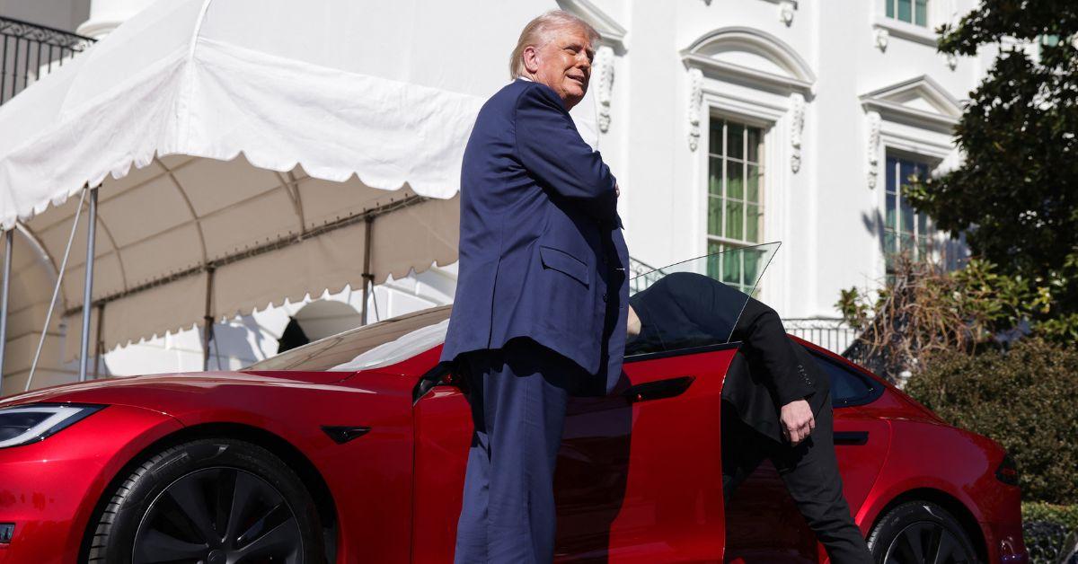 donald trump confronted tesla photo op white house stock market crash