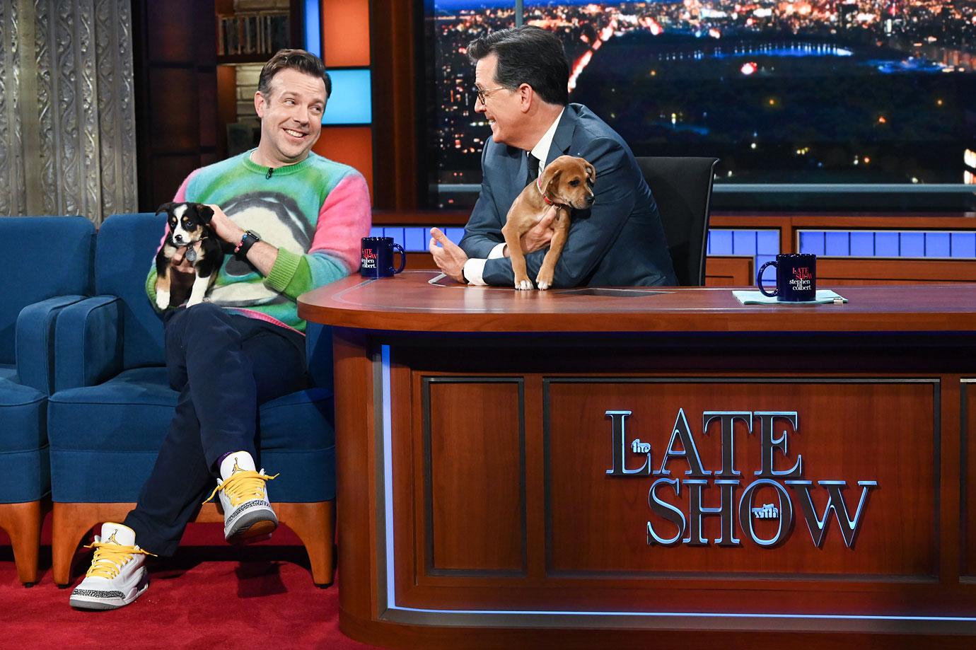 jason sudeikis puppies the late show with stephen colbert