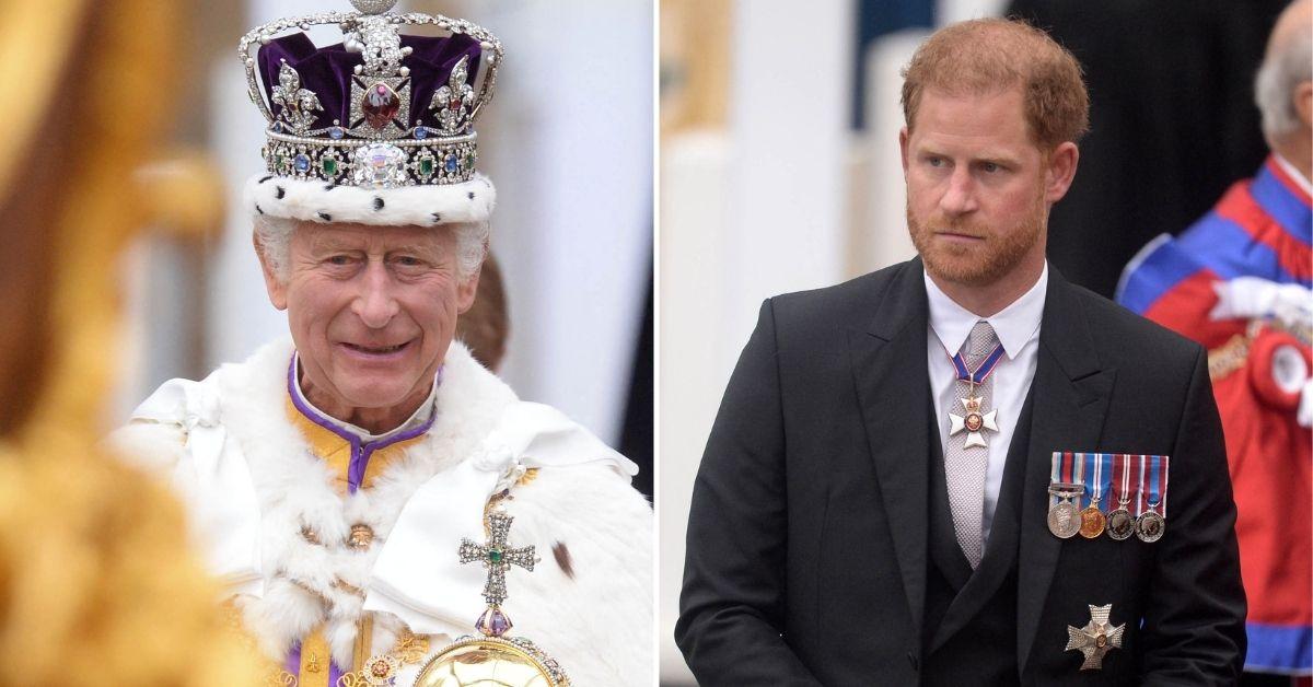 Photo of King Charles, Prince Harry. 