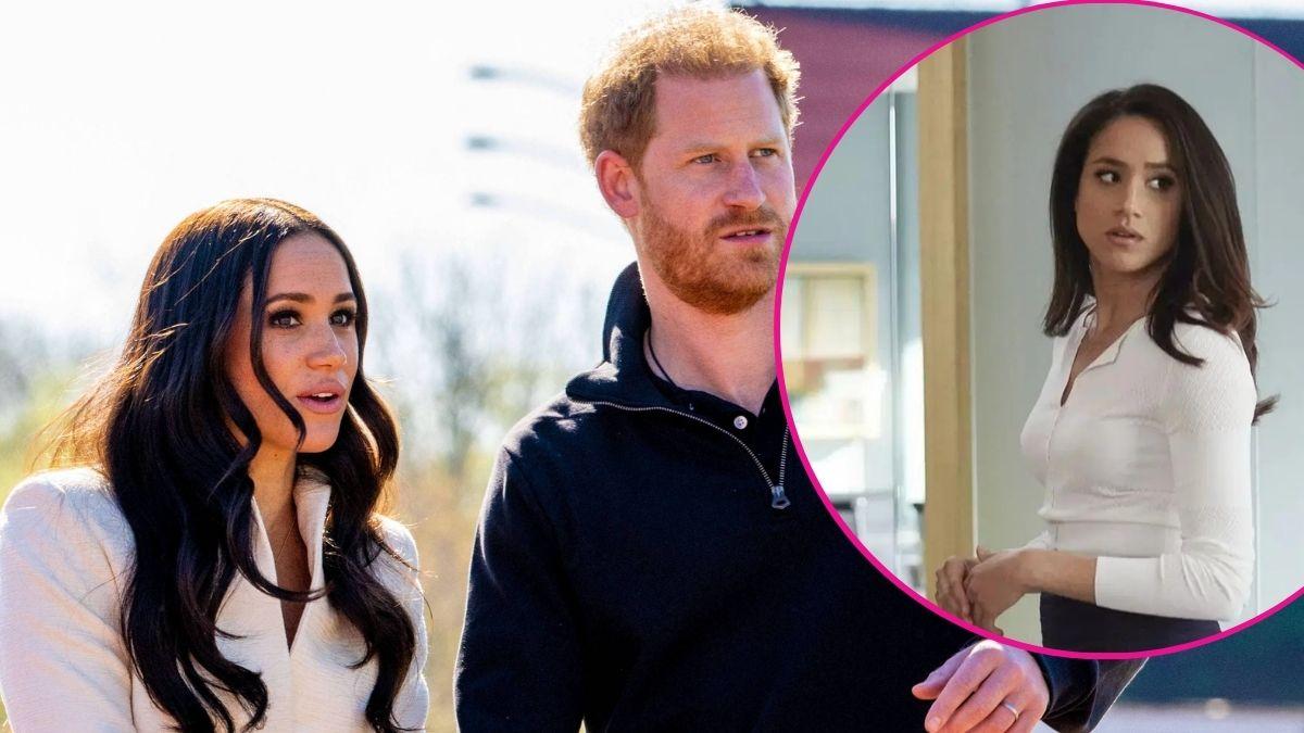 image and inset of meghan markle and prince harry