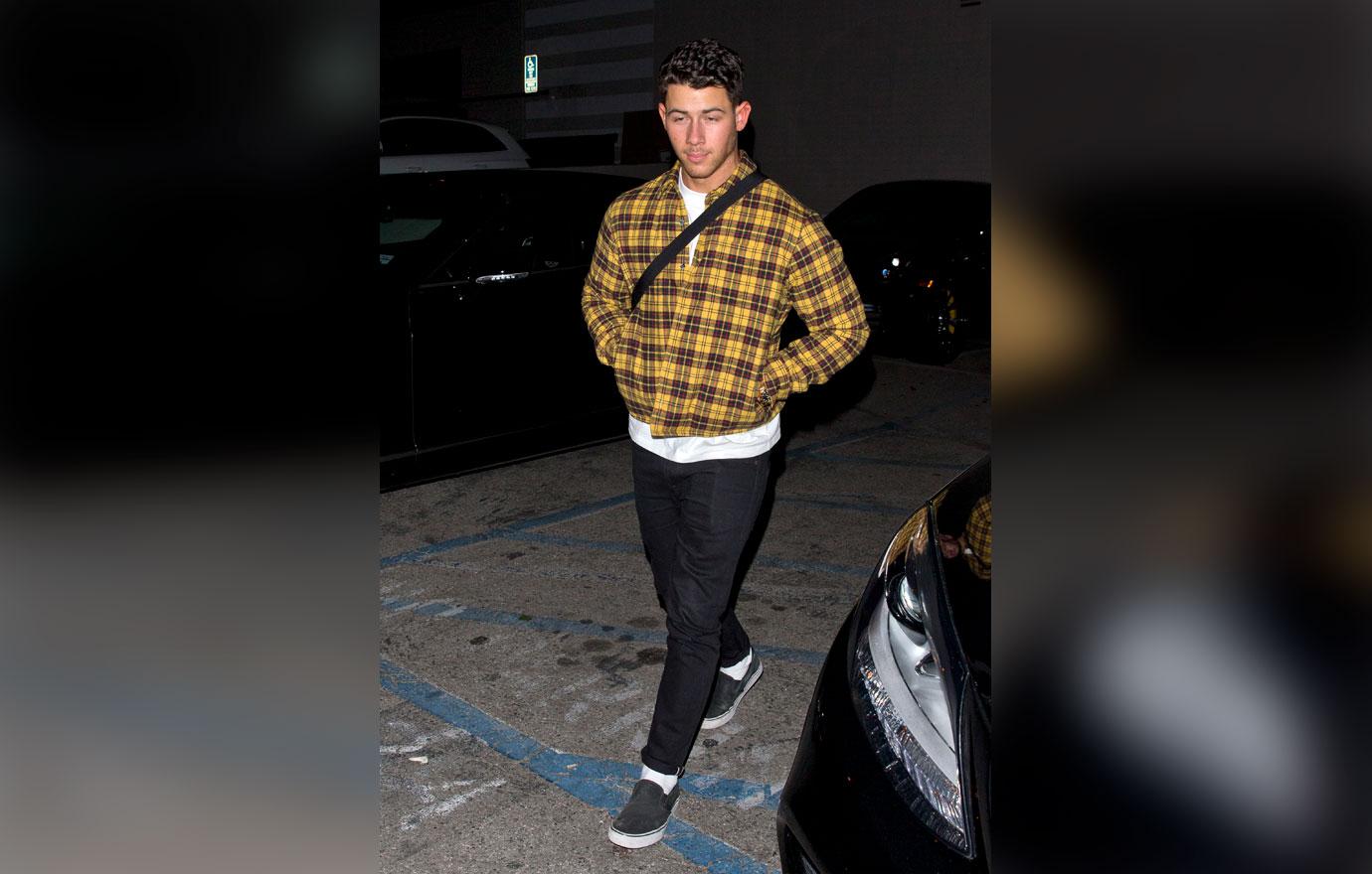 Nick Jonas looks relaxed 4 weeks out from his wedding as he left dinner at &#8216;Craigs&#8217; Restaurant in West Hollywood, CA