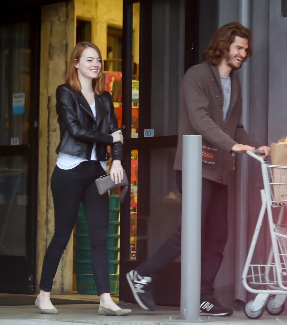 EXCLUSIVE: Emma Stone and Andrew Garfield seen grocery shopping in Los Angeles, California