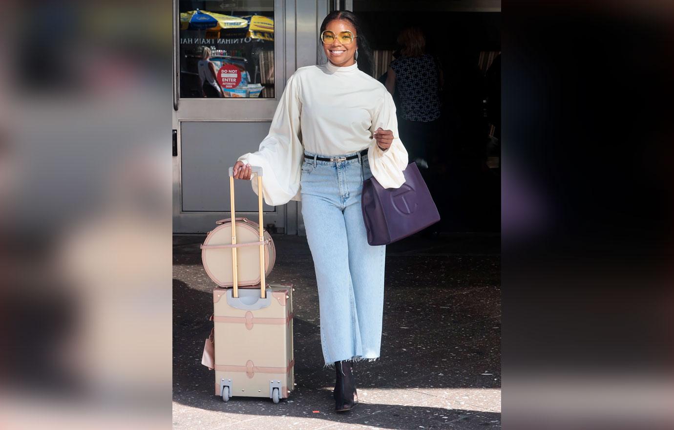 gabrielle union stylish luggage filming the perfect find