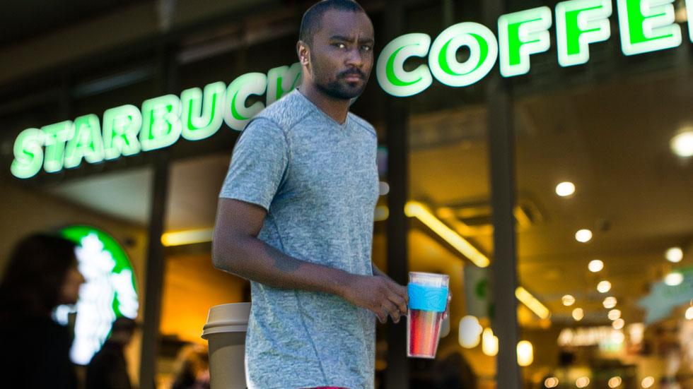 Nick gordon looks confused being served papers lawsuit starbucks