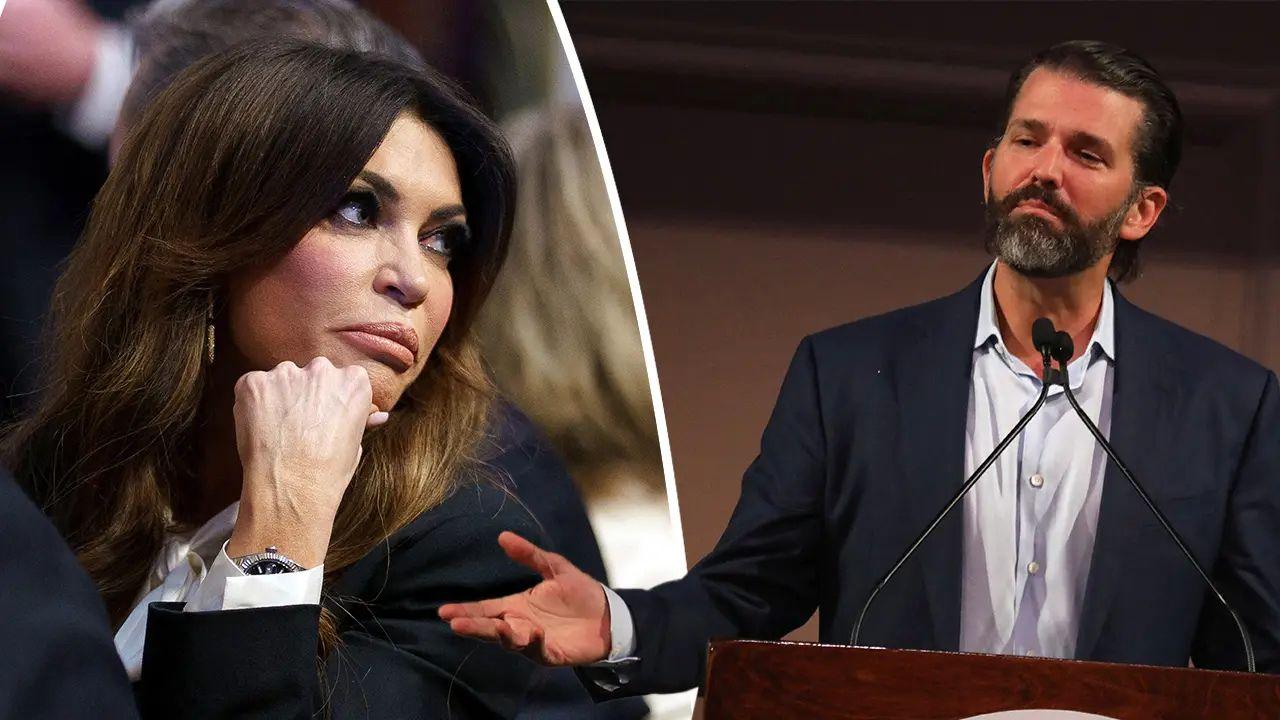 Photo of Kimberly Guilfoyle and Donald Trump Jr. dated from 2018 to late 2024.