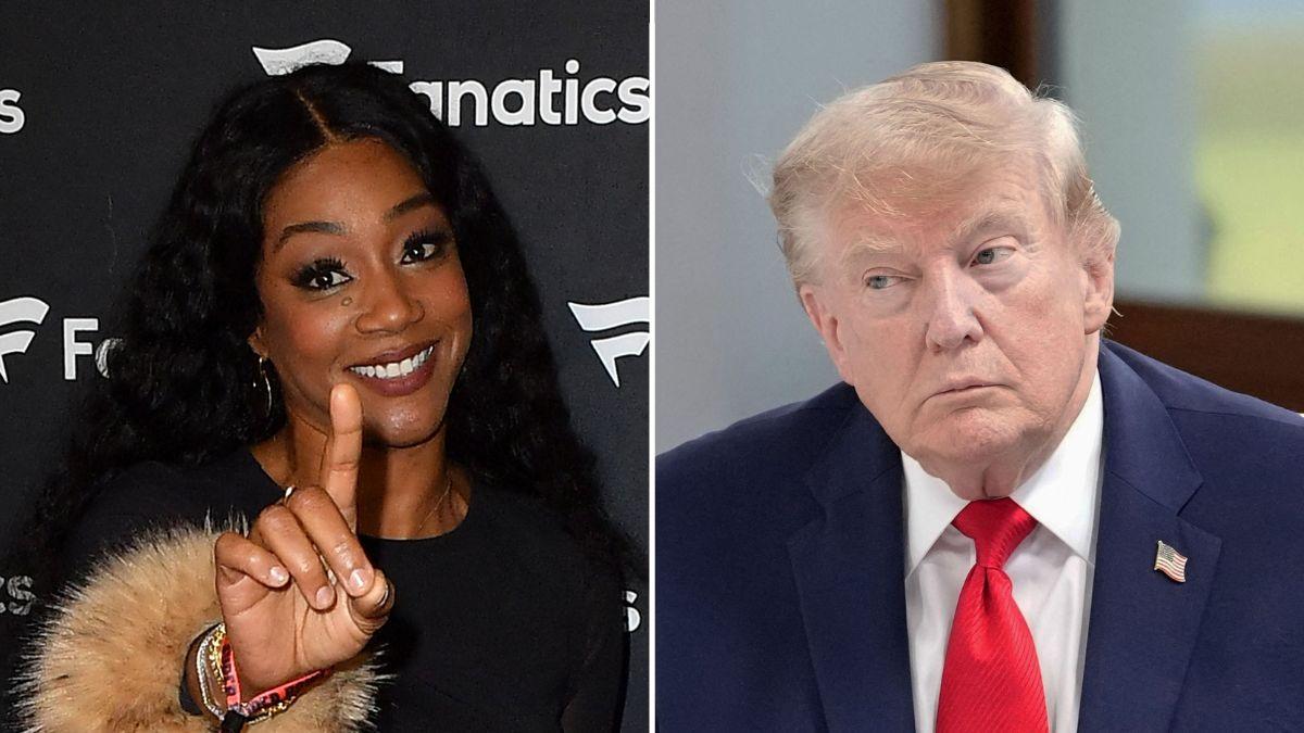 Photo of Tiffany Haddish and Donald Trump.