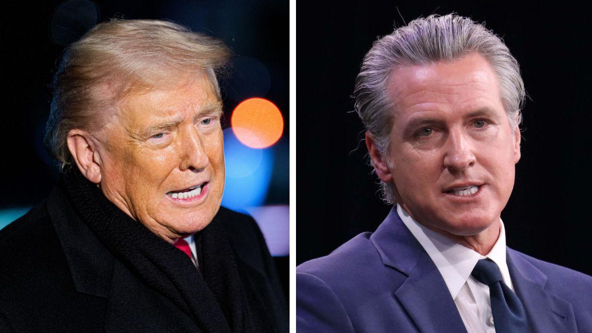 split photo of donald trump and gavin newsom