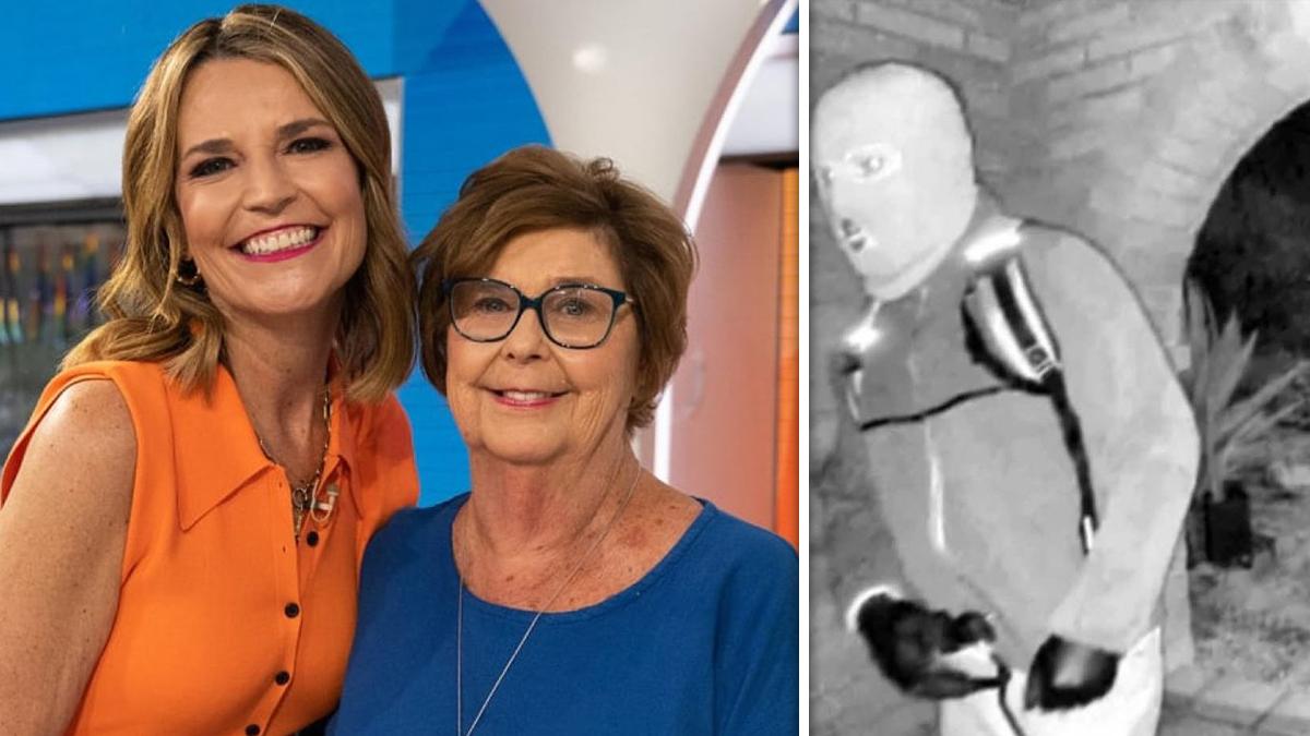 Split photo of Savannah Guthrie, Nancy Guthrie and masked suspect.