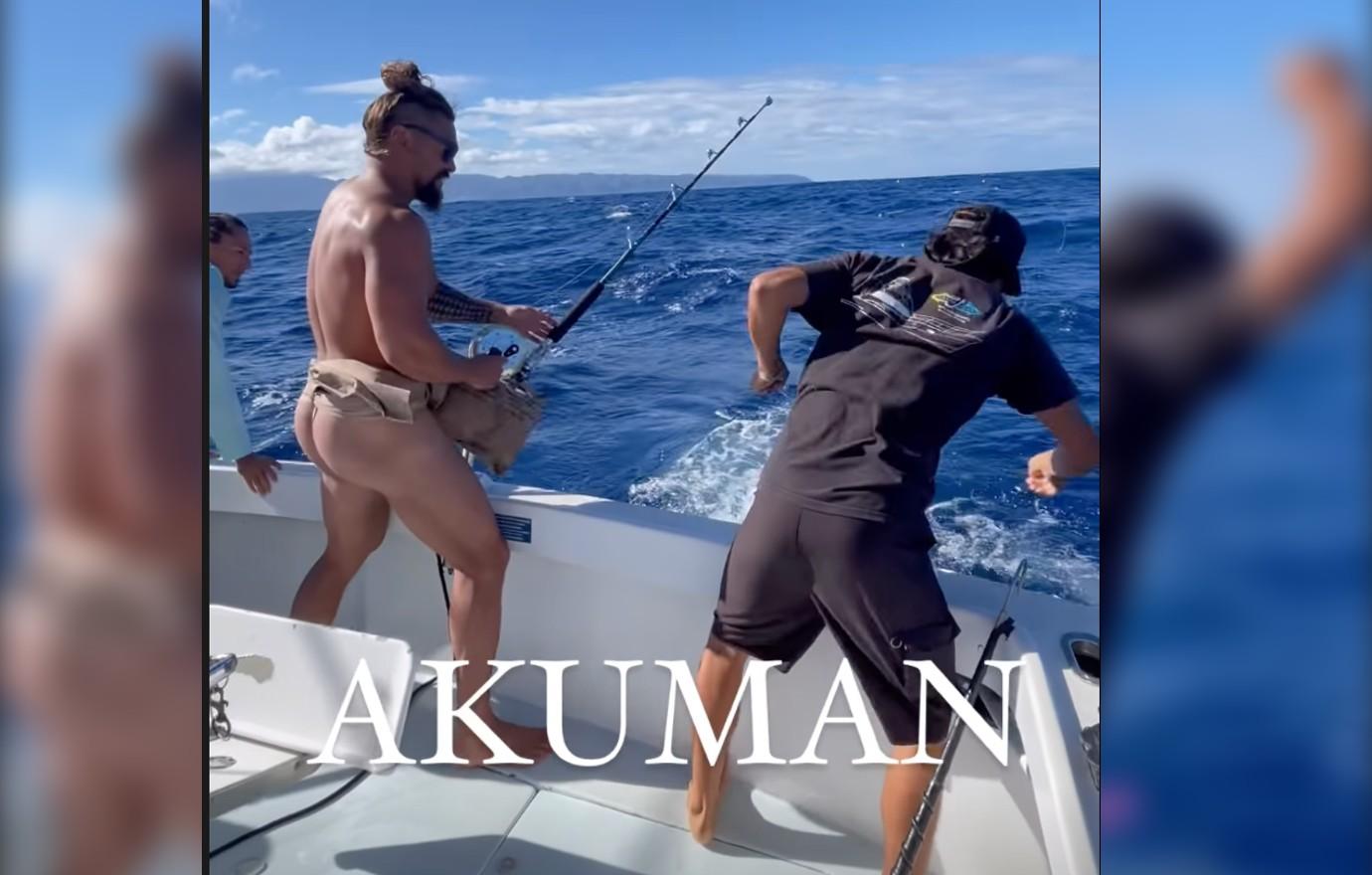 Jason Momoa Nearly Naked While Fishing In Thong Photos