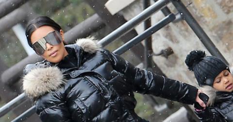 North west kim kardashian skiing