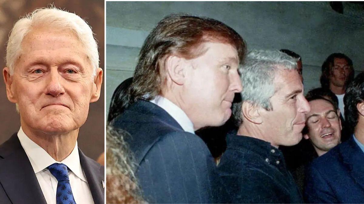 Composite photo of Bill Clinton, Donald Trump and Jeffrey Epstein