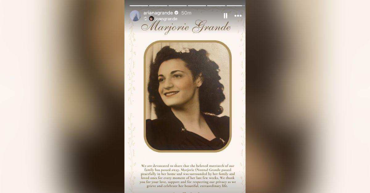 ariana grande beloved grandma dead